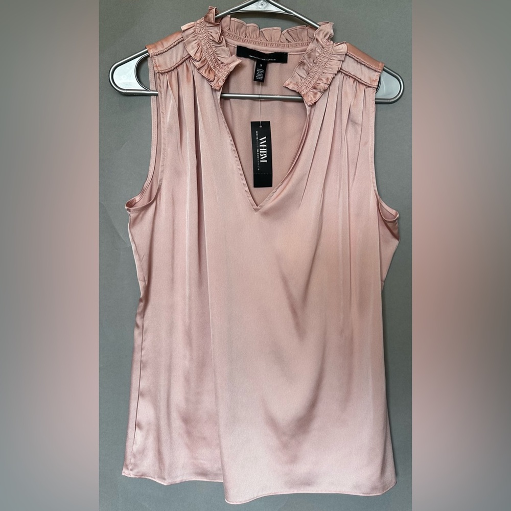 White House Black Market Pink Satin Sleeveless Top